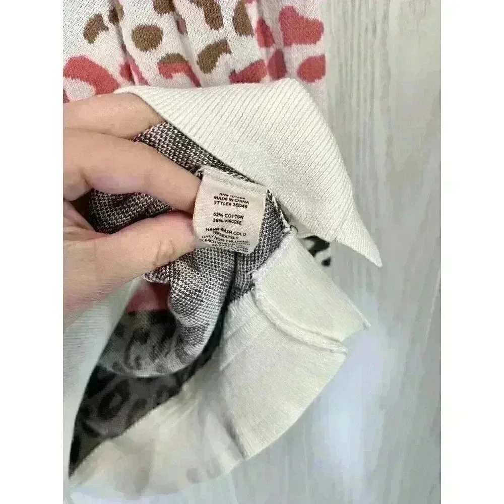 Soft Surroundings Sweater Small Leone Rainbow Leopard Print High Neck Cozy Knit - Picture 5 of 9